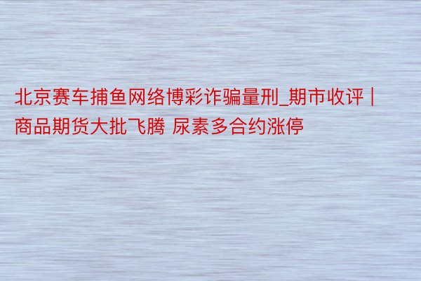 北京赛车捕鱼网络博彩诈骗量刑_期市收评 | 商品期货大批飞腾 尿素多合约涨停